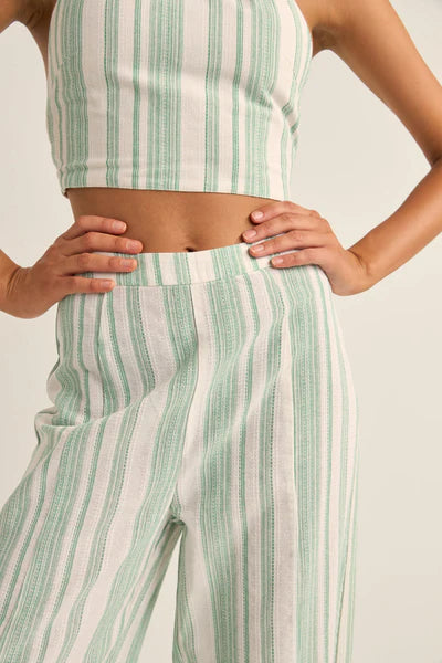 Dinero stripe wide leg pant - green