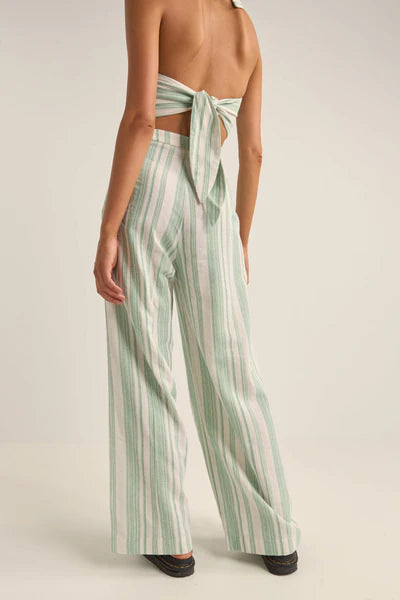 Dinero stripe wide leg pant - green