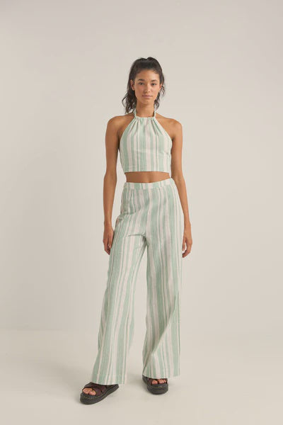 Dinero stripe wide leg pant - green