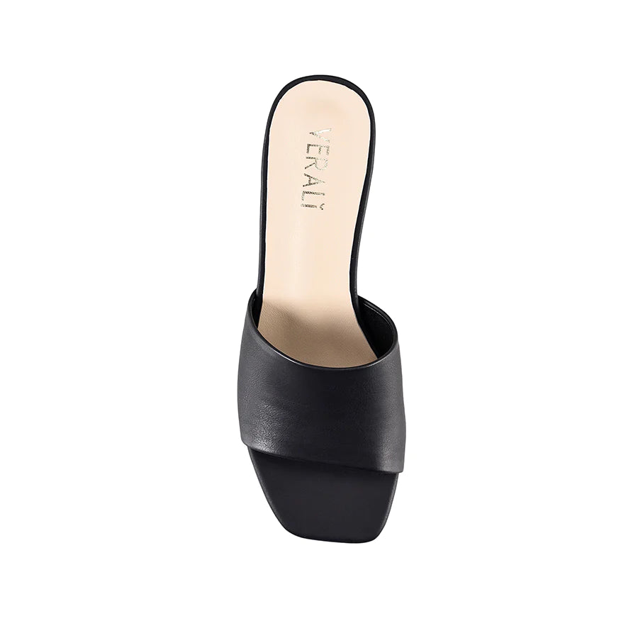 Eleni block heel mules - black