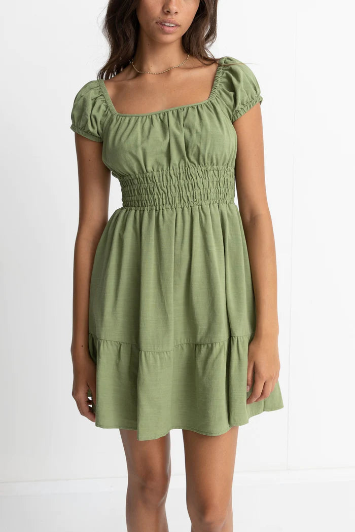 Raya cap sleeve mini dress - sage