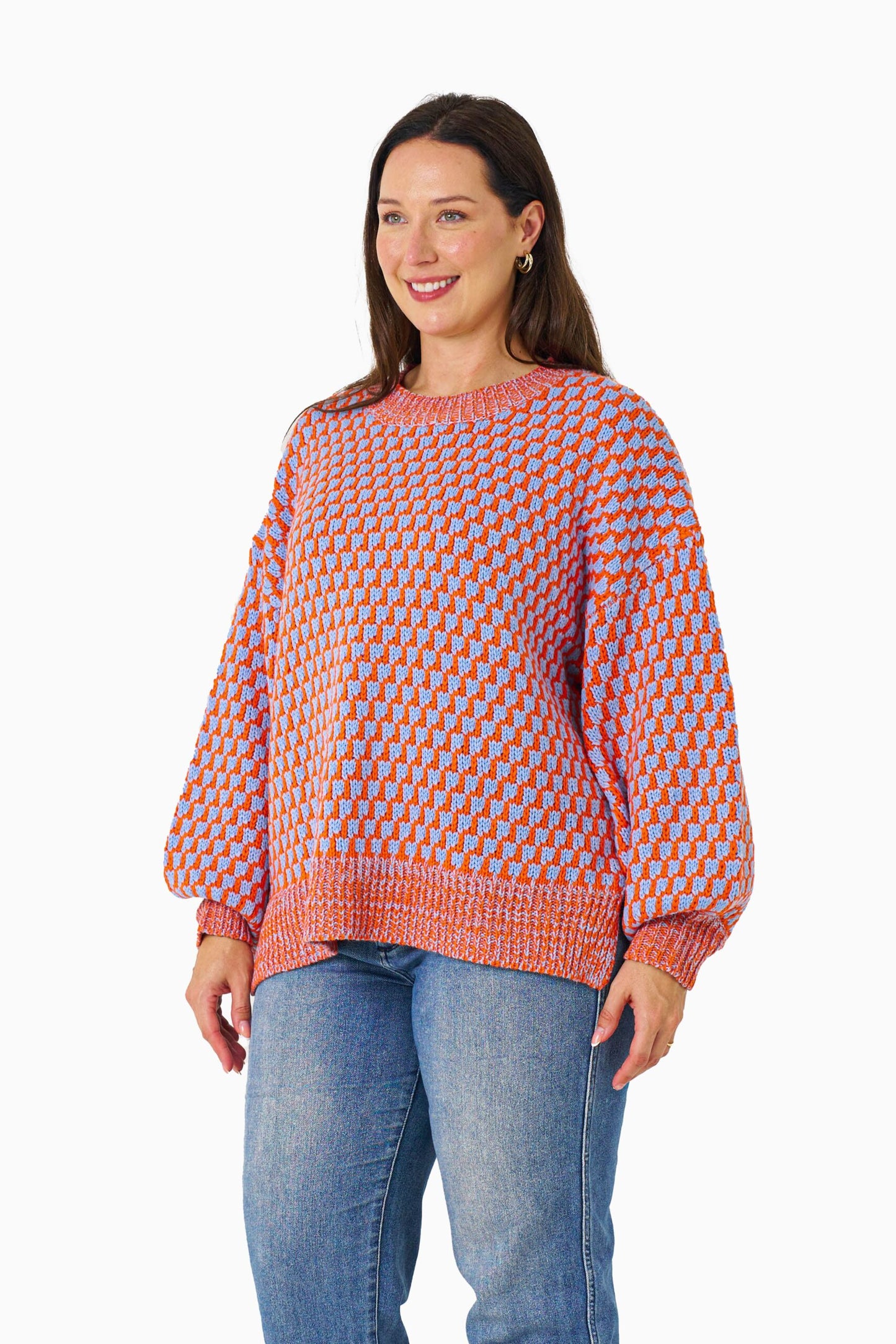 Jannat knit - orange/blue