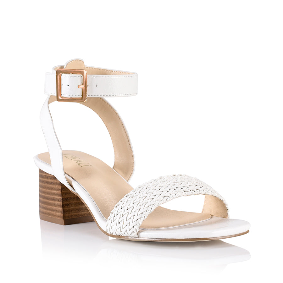 Elly block heel - white weave
