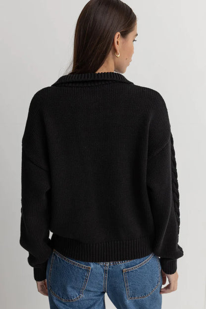 Caballed vintage zip knit - black