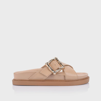 Bradford footbed slides - beige