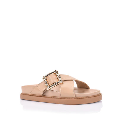 Bradford footbed slides - beige