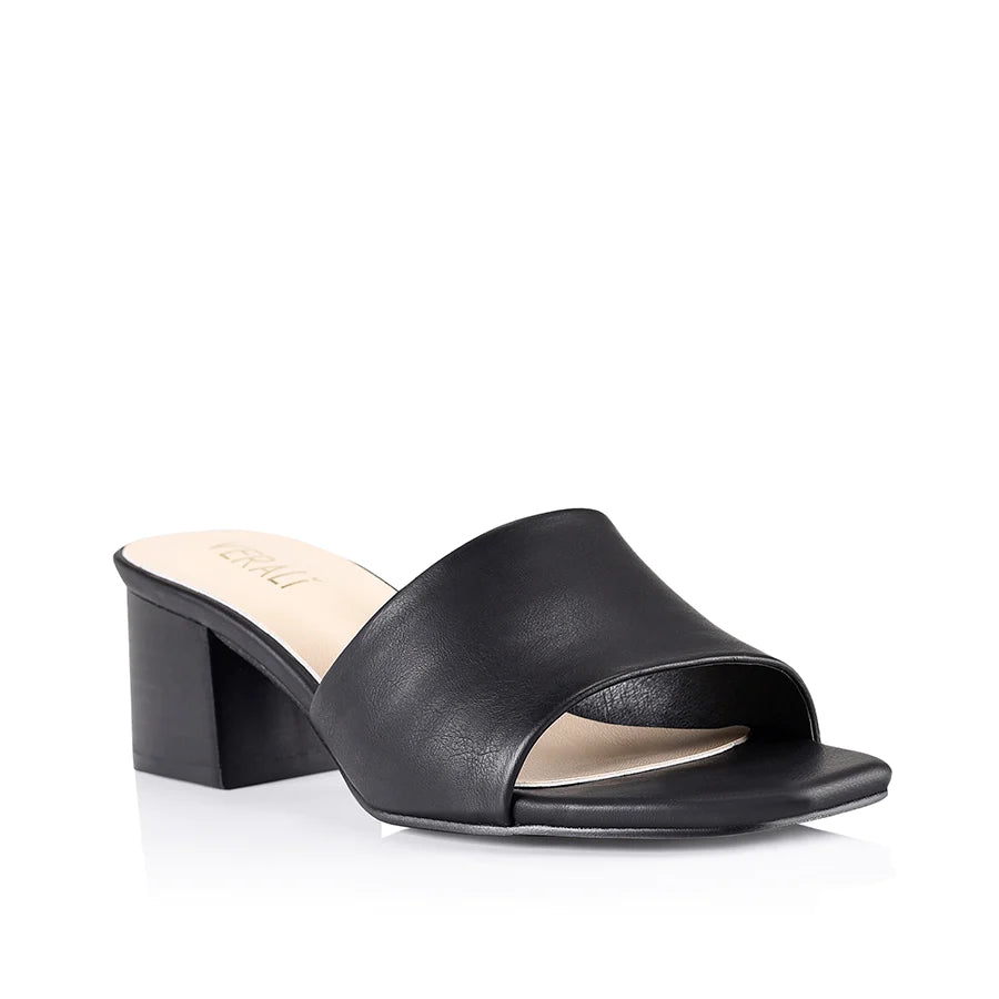 Eleni block heel mules - black