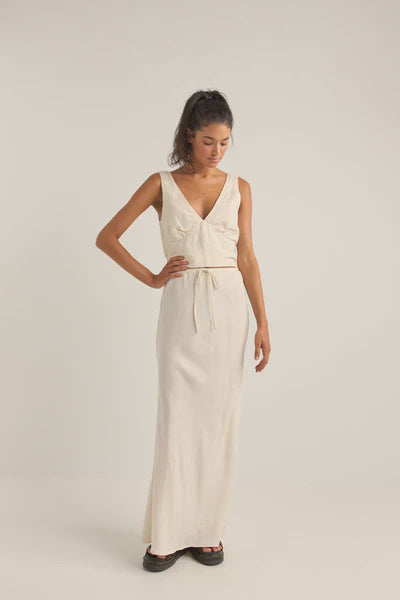 Bias cut maxi skirt - cream