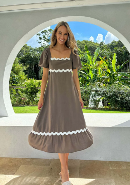 Charlie ric rac dress - cocoa