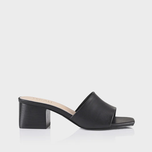 Eleni block heel mules - black