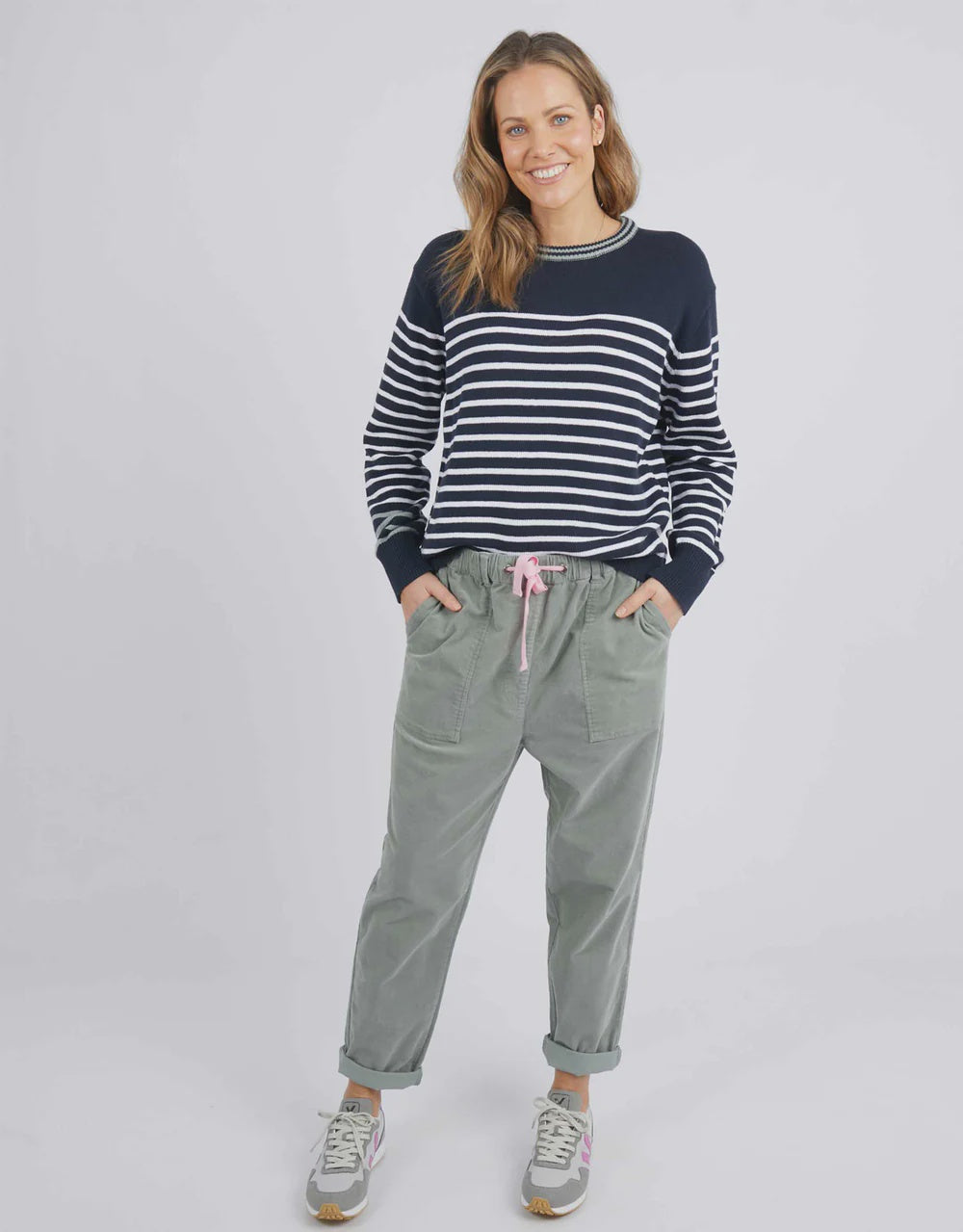 Portia stripe knit - navy/white